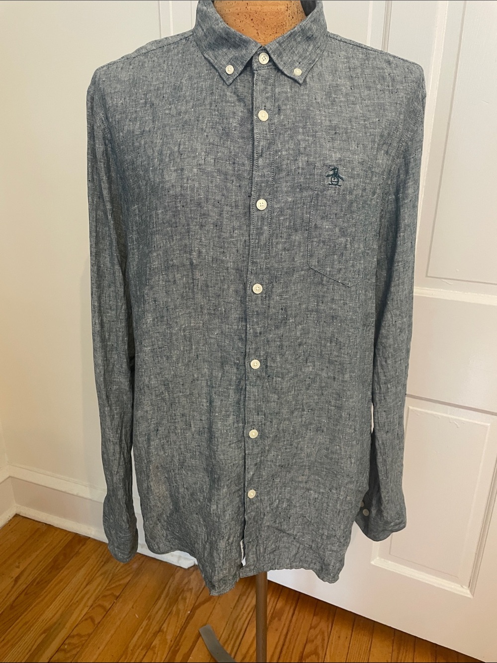 Penguin Men's 100% Linen Long Sleeve Button-Down Shirt XL